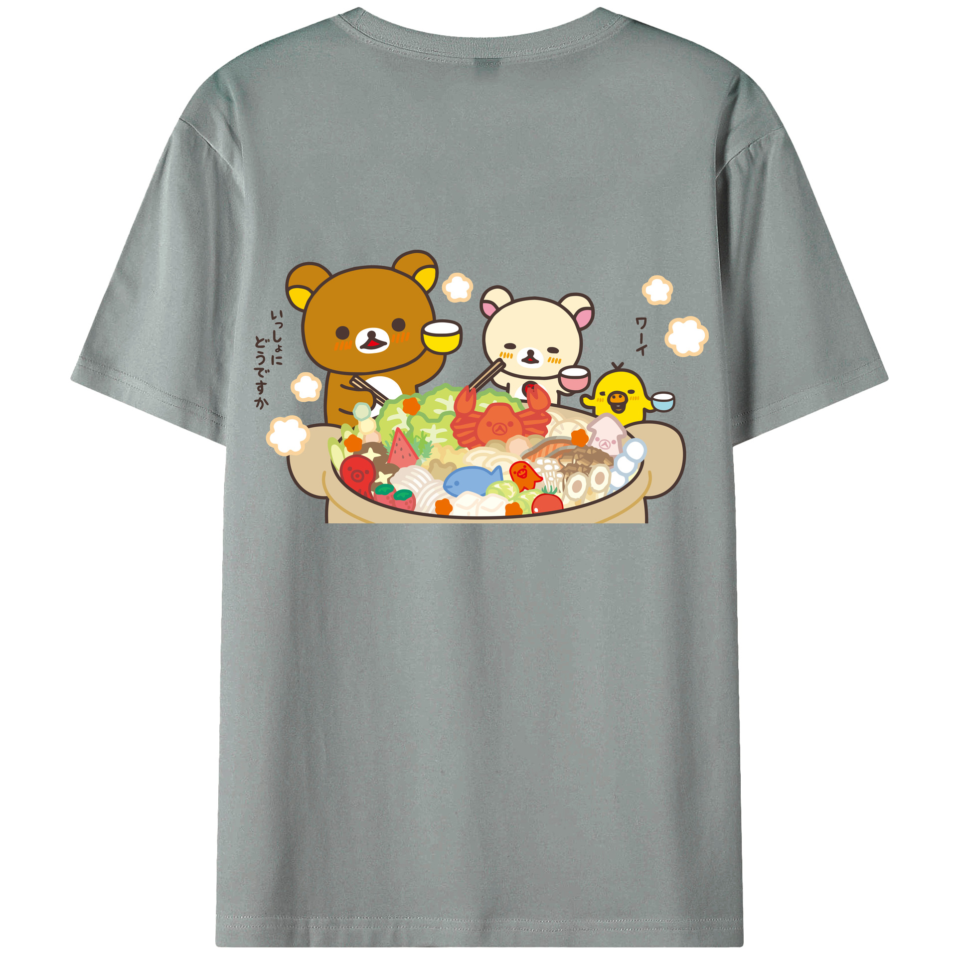 （画像用） リラックマ リラックマ キイロイトリ Rilakkuma Korilakkuma Kiiroitori 綿100％ メンズ半袖Tシャツ（バックプリント） 通気性